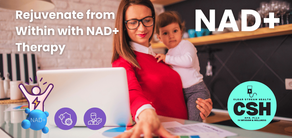 Woman working on a laptop while holding her baby, symbolizing energy and balance