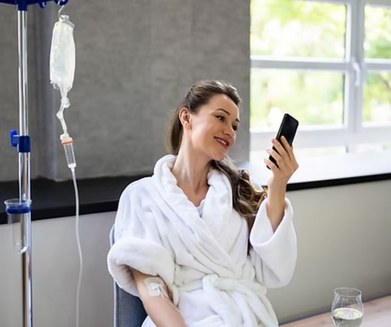 Woman reviewing IV therapy appointment